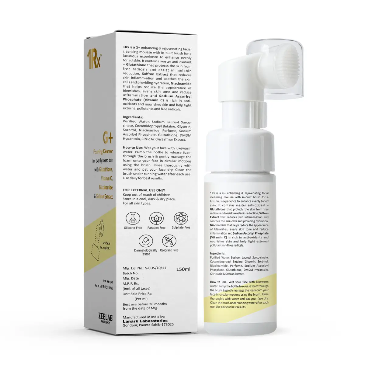 1Rx G+ Foaming Cleanser with Glutathione + Vitamin C + Niacinamide 
